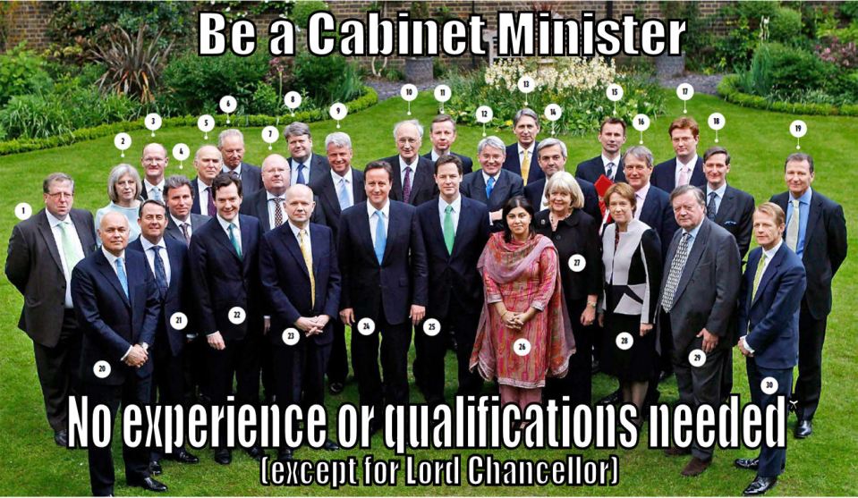 Be a Cabinet Minister - No experience or qualifications required